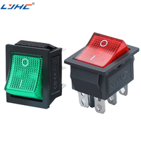 Interrupteur à bascule 16A 250VAC DPDT 3 broches IP53 étanche avec voyant rouge lumineux marche/arrêt pour usage bateau/marin/automobile en plastique
