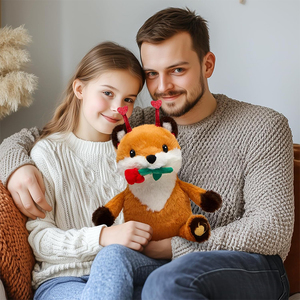 V435 Giocattolo Peluche Volpe da 11 Pollici, Morbido Animale Imbottito con <span class=keywords><strong>Rosa</strong></span> in Bocca, Regalo per San Valentino, Produzione ODM OEM - Product Image 4