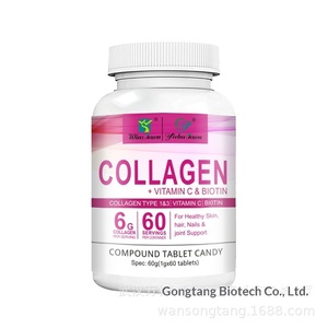 Complément alimentaire <span class=keywords><strong>en</strong></span> capsules de <span class=keywords><strong>collagène</strong></span> naturel avec vitamine C et biotine pour les soins de la peau et des cheveux, 60 comprimés - Product Image 5