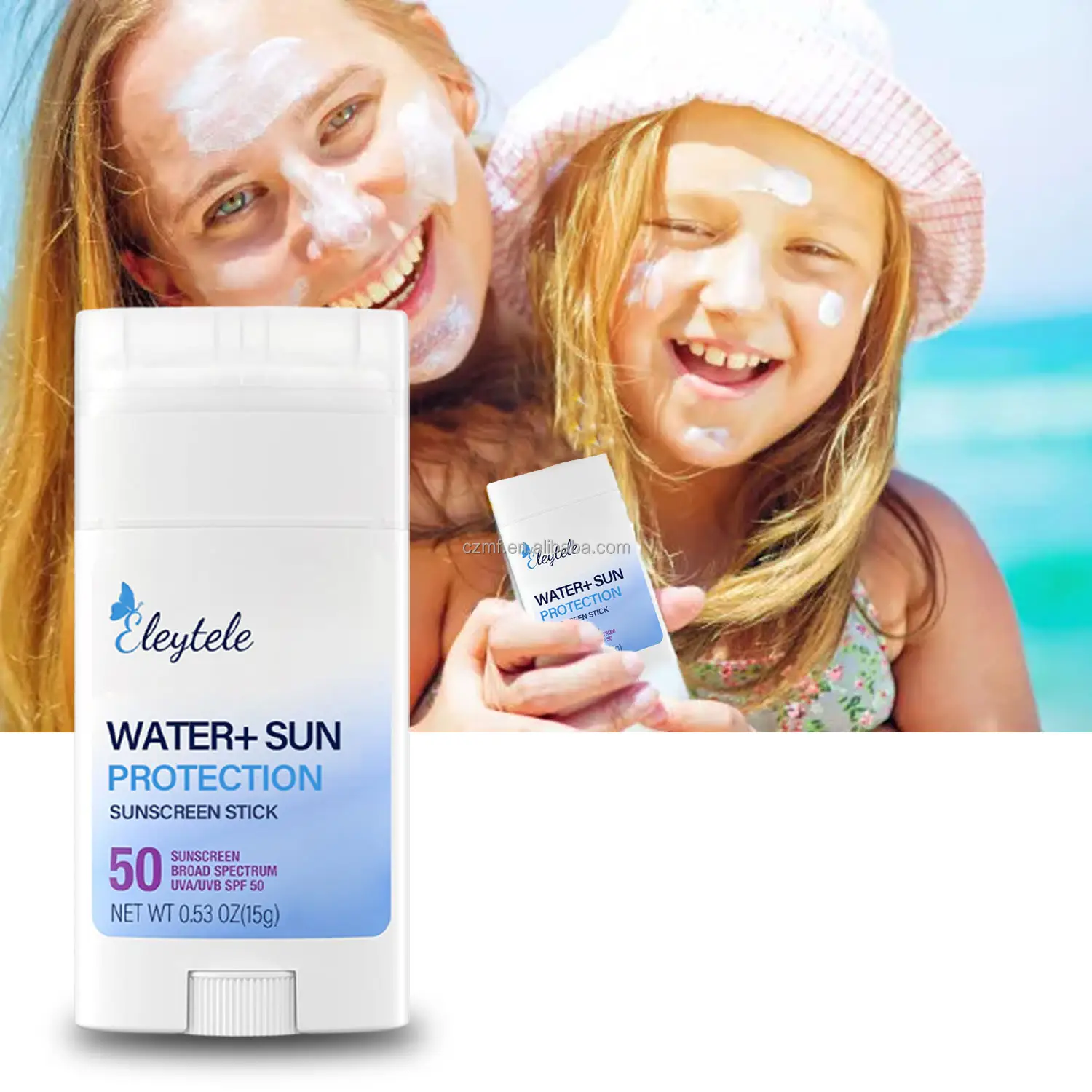 Marque privée Mini-Stick biologique personnalisé 15g SPF 50 Crème solaire hydratante pour le visage et le corps Bâton de protection solaire transparent et imperméable