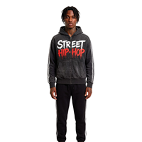 Sweat à capuche zippé durable effet délavé, impression DTG Kornit personnalisée, patchwork, vêtement unisexe, coupe oversize