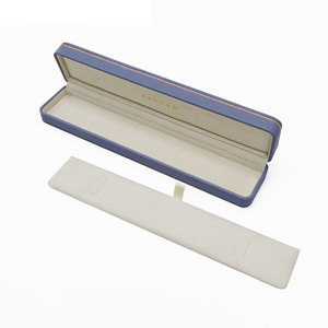 Caja de paquete de joyería de regalo azul Caja de collar de cuero fino personalizada Caja de joyería de embalaje - Product Image 3