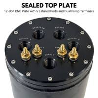 Bình xăng hồi lưu nhôm 2.8L mới, hai bơm, hàn AN8, đế lắp ráp đen, đa năng, xe đua, dòng chảy cao, EFI