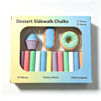 Lot de 27 craies de trottoir en forme de dessert, non toxiques, lavables, sans poussière, couleurs vives, pour dessin en extérieur