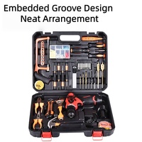 Kit d'outils électriques OEM personnalisé en gros, 117 pièces, perceuse-visseuse au lithium 12V, en acier au carbone, pour électricien domestique, ensemble de boîte à outils de réparation