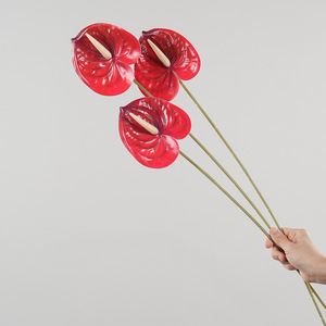 Anturio Artificial Verde Rojo de 60 cm de Greenway, Decoración Floral para Bodas - Product Image 1