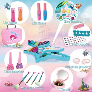 Venta caliente sirena maleta Playhouse juguete agua Soluble Nail Art y sombra <span class=keywords><strong>de</strong></span> ojos <span class=keywords><strong>para</strong></span> <span class=keywords><strong>niñas</strong></span> juego <span class=keywords><strong>de</strong></span> simulación y preescolar - Product Image 2