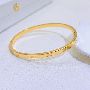 Sang trọng 18K PVD mạ vàng 4mm Thiết kế vòng đeo tay Roman kỹ thuật số tổ ong Zircon đánh bóng thời trang bangles - Product Image 2
