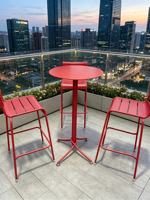 Tabourets de bar de luxe d'extérieur avec dossier mobile, en alliage d'aluminium, pour villas, maisons d'hôtes, hôtels, réceptions et cafés