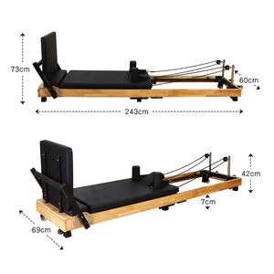 ピラティス折りたたみ式リフォーマーセット バランスのとれたプロ仕様ヨガフィットネス木製ピラティスベッド器具 ホームワークアウト多機能ボディ - Product Image 5