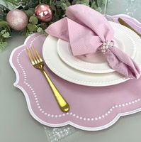 Nouveau confort lin lin sensation rose chaud nappe napperons broderie rose chaud serviettes en papier uni coton tissu Tables durables