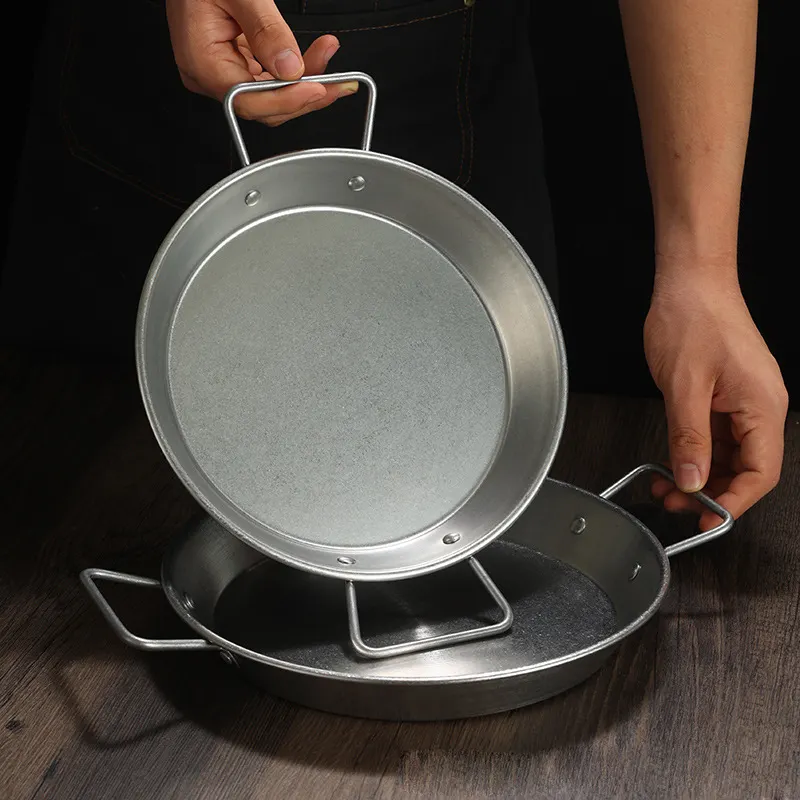 Hoge Kwaliteit Roestvrij Staal Goud Zilver Non-Stick Keuken Kookgerei Zeevruchten Pot Paella Pan Mini Platte Koekenpan