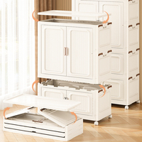 WANUO Armoire en Plastique Pliable Facile à Installer 1-3 Niveaux, Penderie Portable pour Bébé, Armoire Pliante en Plastique pour Vêtements