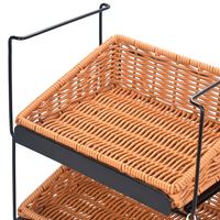 Étagère de rangement sur pied à quatre niveaux en osier tressé, multifonctionnelle, finition thermolaquée, pour bureau, avec compartiments
