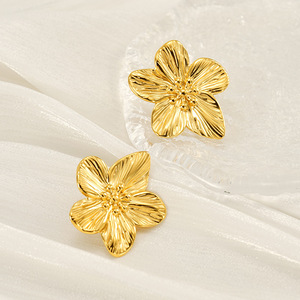 Zogxin Gold Flower <b>Stud</b> Earrings 18K <b>Titanium</b> Steel Party Jewelry - Product Image 4