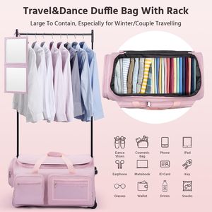 Free Sample Custom Logo Portable Foldable Collapsible Rolling Garment <b>Bags</b> with Wheels <b>Dance</b> <b>Costume</b> Garment <b>Bag</b> with Rack - Product Image 4