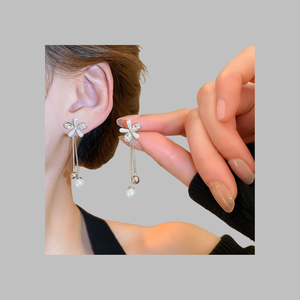 أقراط جديدة بالجملة على الموضة الكورية الفاخرة زهرة حلوة تقليد اللؤلؤ شرابة أقراط نسائية هدية مأدبة مجوهرات أقراط - Product Image 3