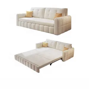 现代设计功能性沙发白色拼接黑色人造革沙发床