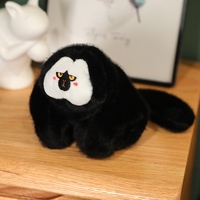 Peluche singe Saki à face blanche en gros, jouet en peluche avec anneau de claquettes, cadeau de dessin animé, porte-clés singe Saki pour enfant