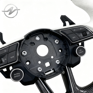 Volant en carbone M Sport en cuir à point rouge personnalisé pour Audi B8 B9 R8 Q5 Q3 MK3 <span class=keywords><strong>TTRS</strong></span> TTS <span class=keywords><strong>MK2</strong></span> S3 Accessoires de voiture - Product Image 4