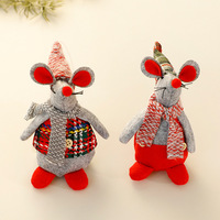 Vente en gros de mini-souris en peluche de Noël, figurine mignonne de Noël, ornement de table, décoration de fête pour la maison