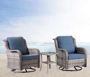 Conjunto de Sofá de Jardín Desmontable Personalizado de Mimbre Sintético PE de 3 Plazas con Secciones Modulares, Cojines Suaves y Estructura Exterior Resistente - Product Image 3