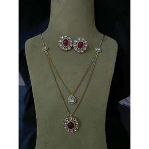 Ensemble de collier à pendentif de qualité supérieure pour filles femmes AD CZ laiton plaqué or rose ethnique pour la fête - Product Image 1