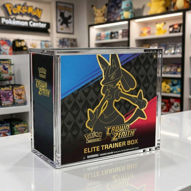 Heavy Duty Luxury 99% UV Resistance Acrylic Display Case Shell ETB Cards Acrylic Elite Trainer Box Case with Magnetic