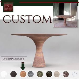 طاولة طعام رخامية مقاومة للماء والبقع من GOLDKING بإطار من الخشب الصلب، تصميم عصري بسيط للشقق والمقاهي - Product Image 2