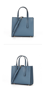 Gionar New Arrival Simple Design Genuine Plain Cowhide Leather <strong>Navy</strong> <strong>Blue</strong> Tote Handbags Custom Casual <strong>Bags</strong> Women Wholesale Price - Product Image 3