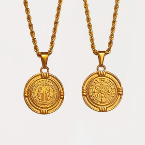 Venta al por mayor de joyería de acero inoxidable San Benito crucifijo colgante 18K oro religioso católico Santo hombres Cruz colgante collar - Product Image 1