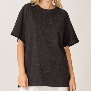 <span class=keywords><strong>T</strong></span>-<span class=keywords><strong>shirt</strong></span> décontracté ample à col rond et manches courtes pour <span class=keywords><strong>femme</strong></span>, tricoté, <span class=keywords><strong>couleur</strong></span> unie, respirant, écologique, orné de strass, idéal pour l'é<span class=keywords><strong>t</strong></span>é - Product Image 5