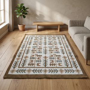 Bohemian Geometric Flat Weave Area Rug Rectangle Wool <b>Acrylic</b> Non-Slip Living Room Rug - Product Image 2