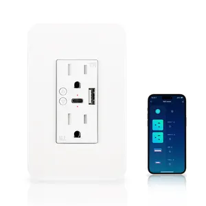 Smart Wi-Fi Tamper Resistant USBA Charger wall Outlet USBA USBC plug Compatible with Alexa Google Assistant
