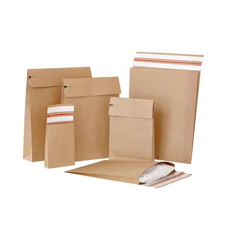 Logo Benutzer definierte biologisch abbaubare Eco Brown Papier Porto Taschen Kraft Mail Kleidung Versand Verpackung Umschlag Versand papier Kuriert asche