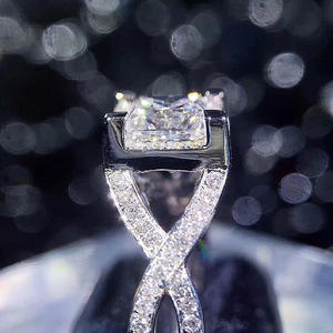 F1441 Anello con diamante naturale taglio Princess per donna, gioielli classici di fidanzamento, pietra centrale rotonda da 1 carato - Product Image 3