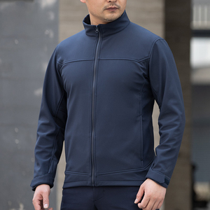 Customized Printed <strong>Waterproof</strong> <strong>Warm</strong> Standing Collar Men's Autumn Casual Softshell Fleece Jacket 300gsm Zipper Closure - Product Image 3