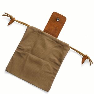 Genuine Leather Canvas Foraging Waist <b>Pouch</b> Leather <b>Pouch</b> Belt Bag for <b>Men</b> Camping Hiking Fruit Picking Mushroom Fruit Foraging - Product Image 3