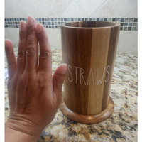 Support à pailles en bois d'acacia pour comptoir, grande capacité, organisateur d'ustensiles, rangement pour spatules et couverts pour plan de travail de cuisine
