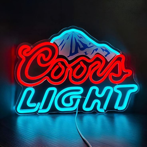 Enseigne décorative murale en néon LED Coors Light 17*11 pouces, acrylique rouge blanc azur, IP65 pour intérieur/extérieur, pour chambre à coucher, <span class=keywords><strong>cave</strong></span> d'homme - Product Image 1