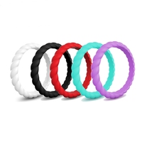 Ensemble de bagues fines en silicone tressé multicolores de 3 mm de largeur, vente en gros