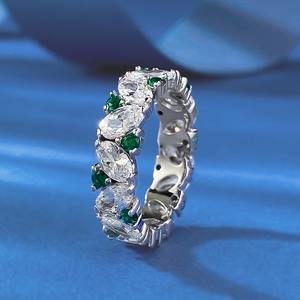 Hochwertiger Luxus Wasserdichter Damen 925 Sterling Silber Ehering Verlobungsring Versprechensring 5A Zirkonia Tennis-Ring Schmuck - Product Image 1