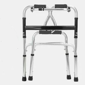 Hengwan Camp Stainless Steel <b>Walker</b> Double Bend With Leather Seat 6 Height Levels Foldable For <b>Elderly</b> And Recovery Users - Product Image 5