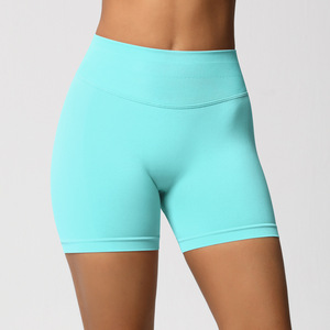 Women Seamless Ribbed <b>High</b> <b>Waist</b> Fitness <b>Shorts</b> V <b>Shaped</b> Back Butt Lift 4 Way Stretch Anti Chafing Pilates Running Bike <b>Shorts</b> - Product Image 1