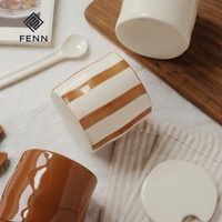 Ensemble de pots à épices en céramique peints à la main FENN, récipients à condiments en porcelaine avec couvercle et plateau pour la maison et la cuisine
