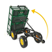 Chariot de jardin en acier Chariot utilitaire en métal avec chariot à benne basculante Camion à benne basculante Brouette pour cour de jardin Remorque à benne basculante
