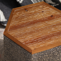 Table basse de salon classique antique en bois et métal, table à thé en bois style Wabi-Sabi pour la maison