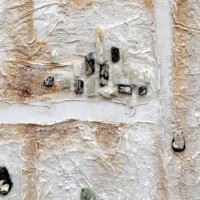 Peinture abstraite sur toile faite à la main, décoration murale vintage avec petites pierres naturelles irrégulières