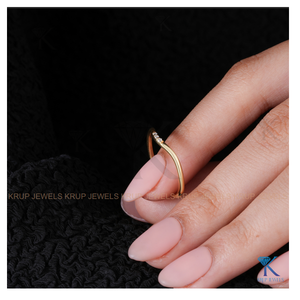 Platinum Curved Wishbone Band with Three Round Cut Diamonds Elegant Women’s Stackable Ring Wedding Band Anniversary <b>Fine</b> Jewelry - Product Image 6