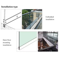 Balustrade de balcon certifiée CE, main courante de terrasse, balustre extérieur, clôture en verre de 12-20 mm, base en aluminium en U intégrée, garde-corps en verre